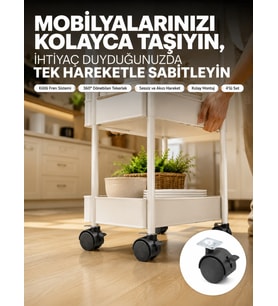 4’lü Kilitli Tekerlek Ayak 4 cm Sessiz ve Dayanıklı