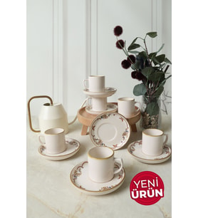 Keramika Bronze Bloom Nordic Kahve Takımı 12 Parça 6 Kişilik 22928-29