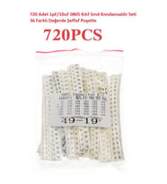 720 Adet 1pF/10uF 0805 Kılıf Smd Kondansatör Seti 36 Farklı Değerde Şeffaf Poşette