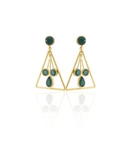 Kadir Jewellery 22 Ayar Altına Kaplama Kadın Sallantılı Küpe -El İşçiliği Ve Hipoalerjenik Küpe (K.Yeşil)