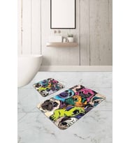 Renkli Hayvan Temalı Banyo Halısı Klozet Paspas Seti BS274