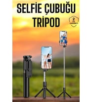 Selfie Çubuğu Tripod Kumandalı Telefon Tutucu Siyah