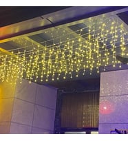 4 Metrelik Sarkıt Led Işık, 96 Ledli, Fişli Eklenebilir Model Sarkıt Perde Led Işığı (Sarı)