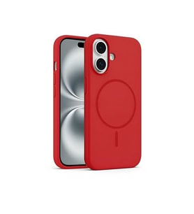 Coverzone ?phone 16 Plus ile Uyumlu Kadife ?� Y�zeyli Premium Silikon K?l?f MagSafe ile Uyumlu Kablosuz ?arj Destekli Darbe Emici Yumu?ak Dokulu Koruma Tasar?ml? Telefon K?l?f? K?rm?z?