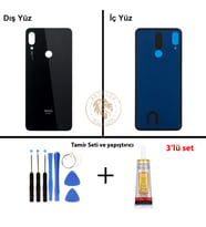 Xiaomi Redmi Note 7 Uzay Siyahı Arka Pil Kapağı Batarya Kapağı + Yapıştırıcı ve Vida Seti