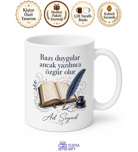 Günlük Tutanlara Yazar Ruhlu Kupa Bardak Hediye Özel Tasarım Porselen