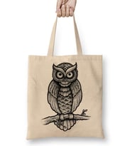 Baykuş Drawing Çizim Hayvan Animal Owl Simple Pet Bez Çanta Uzun Saplı