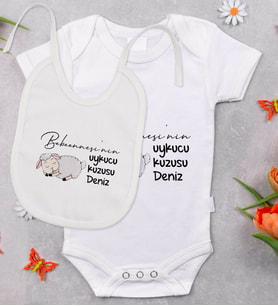 BK Kids Kişiye Özel Babalar Günü Tasarımlı Bebek Body Zıbın ve Mama Önlüğü Hediye Seti - Model 1