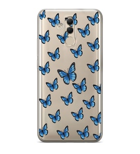 Huawei Mate 20 Lite Uyumlu Kelebek Desenli Şeffaf Telefon Kılıfı