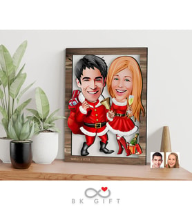 BK Gift Kişiye Özel Yeni Yıl Sevgililer Karikatürlü 3D Ahşap Tablo-5