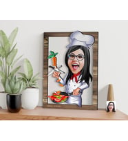BK Gift Kişiye Özel Kadın Chef Karikatürlü 3D Ahşap Tablo, Sevgiliye Hediye, Arkadaşa Hediye, Yıl Dönümü Hediyesi, Doğum Günü Hediyesi-2