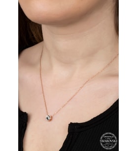 SWAROVSKİ CRYSTAL TEK TAŞ  925 AYAR GÜMÜŞ KOLYE