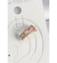 Pirinç Gold Renk Zirkon Taşlı 3'Lü Sıralı Model Kadın Kıkırdak Küpe - TJ-BKP10580
