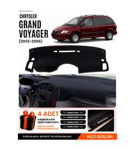 CHRYSLER GRAND VOYAGER (2002-2006) Uyumlu Torpido Örtüsü Torpido Kılıfı - Siyah