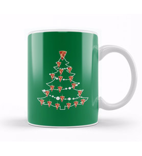 Pizza Slice Christmas Tree Baubles Kupa Bardak Porselen