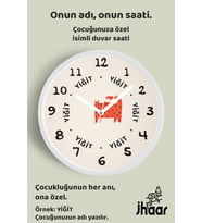 İsme Özel Sevimli Kedi Çocuk Odası Duvar Saati Orta Boy 30 cm Beyaz Camlı Sessiz