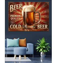 Cold Beer Köpüklü Bira Tabelası Dekoratif Kanvas - Mdf Ahşap Tablo