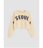 LCW Kids Bej Baskılı Kız Çocuk Kalın Sweatshirt