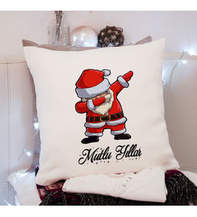 Mutlu Yıllar & Merry Christmas & Yılbaşı & Noel Baba Tasarımlı Yastık