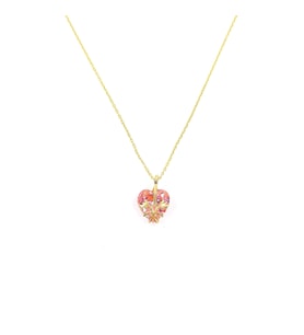 Pembe Kalpli Gold Gümüş Kolye