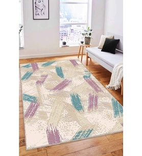 Pembe Turkuaz Spor Kaymaz Tabanlı Dekoratif Halı FR03 - 100 x 160 cm