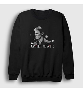 Presmono Unisex Siyah Cool David Bowie Sweatshirt 301867tt
