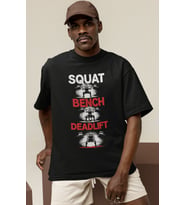Tasarım Squat Bench Deadlift Fitness Bodybuilding Baskılı Unisex Oversize Tişört