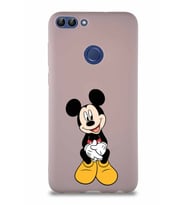 Huawei P Smart Soft Premier Kapak Mickey Mouse-A Tasarımlı Silikon Kılıf - Pudra (Şeffaf)