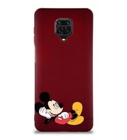 Xiaomi Redmi Note 9 Pro Soft Premier Kapak Mickey Mouse-F Tasarımlı Silikon Kılıf - Mürdüm (Şeffaf)