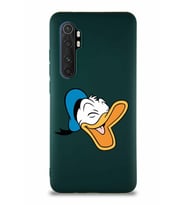 Xiaomi Mi Note 10 Lite Soft Premier Kapak Donald Duck-E Tasarımlı Silikon Kılıf - Yeşil (Şeffaf)