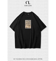 Unisex Kadın Erkek Myra Adalia Baskılı Özel Tasarım Oversize T-shirt (Siyah)