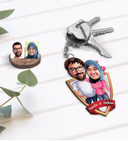 BK Gift Kişiye Özel İsimli Sevgililer Karikatürlü Ahşap Anahtarlık-58