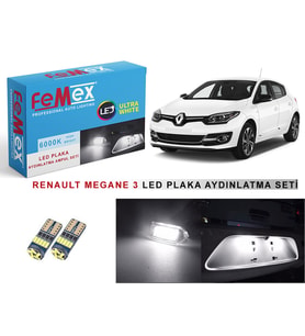 Renault Megane 3 LED Plaka Aydınlatma Ampul Seti FEMEX Parlak Beyaz