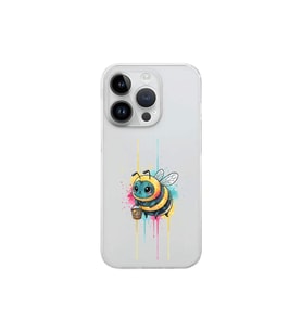iPhone 14 Pro ile uyumlu Splash arı tasarımlı şeffaf silikon kılıf