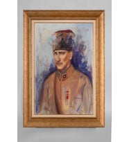 Altın Varaklı Çerçeveli Paspartulu Atatürk Tablo a315 (Gold)