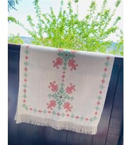 Kilim Desen Kanaviçe Takım, Masa Örtüsü, Ranır (Krem)