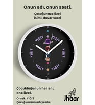 İsme Özel Gezegenler Çocuk Odası Duvar Saati Orta Boy 30 cm Beyaz Camlı Sessiz