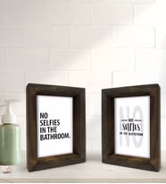 Bk Gift Banyo Dekoratif 2'li Doğal Masif Ahşap Çerçeve 15x20cm-2 (Beyaz)