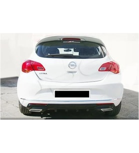 Opel Astra Uyumlu J Hatchback 2013 - 2015 Egzoz Görünümlü Arka Tampon Eki - Difüzör (Plastik)