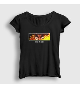 Presmono Kadın Siyah Rengoku Anime Demon Slayer Kimetsu No Yaiba T-Shirt 309332tt