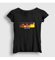 Presmono Kadın Siyah Rengoku Anime Demon Slayer Kimetsu No Yaiba T-Shirt 309332tt