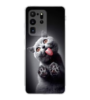 PrintiFy Samsung Galaxy S20 Ultra ile Uyumlu 1mm Slim Fit Kedi 2 050c Baskılı Şeffaf  Kılıf
