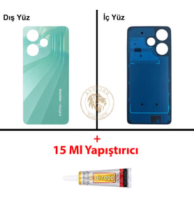 Infinix Hot 30 Yeşil Uyumlu Arka Kapak + B7000 Yapıştırıcı Arka Cam Batarya Pil Kapağı Lazer Kesim