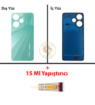 Infinix Hot 30 Yeşil Uyumlu Arka Kapak + B7000 Yapıştırıcı Arka Cam Batarya Pil Kapağı Lazer Kesim