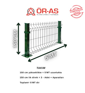 150'lik panel Takım - 5 mt + 1 direk Avantaj Paket Yeşil Renk (Y.Yeşil)