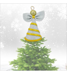 Yılbaşı Ağacı Simli Eva Külah Tepelik, 14cm x 9cm - Gümüş (STD)