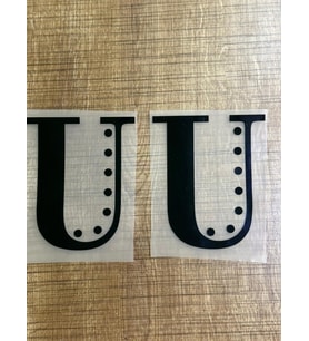 11X8 CM 2 ADET ÜTÜ İLE YAPIŞAN SİYAH U HARFİ TRANSFER BASKI ARMA