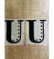 11X8 CM 2 ADET ÜTÜ İLE YAPIŞAN SİYAH U HARFİ TRANSFER BASKI ARMA