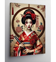 Kanvas Tablo Geisha Sanatı Çizimi
