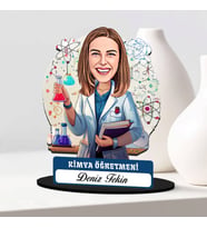 Kadın Kimya Öğretmenine Hediye Karikatürlü Biblo